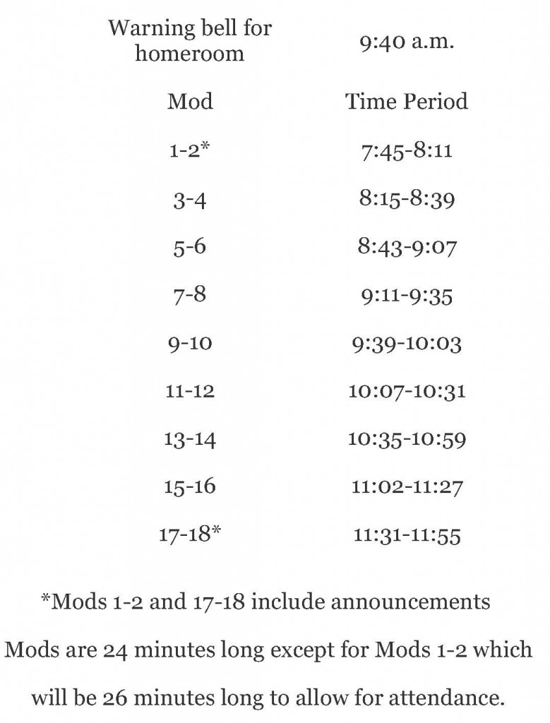 Bell Schedule