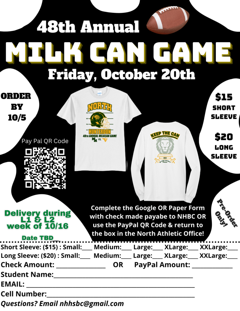 photo of order form for milk can game shirts