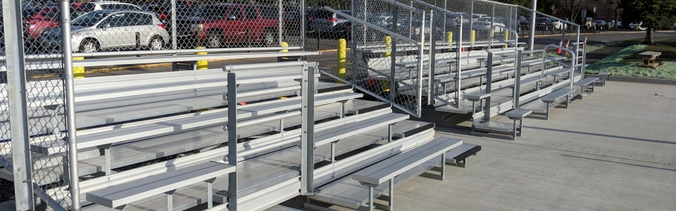 NH tennis court bleachers finished