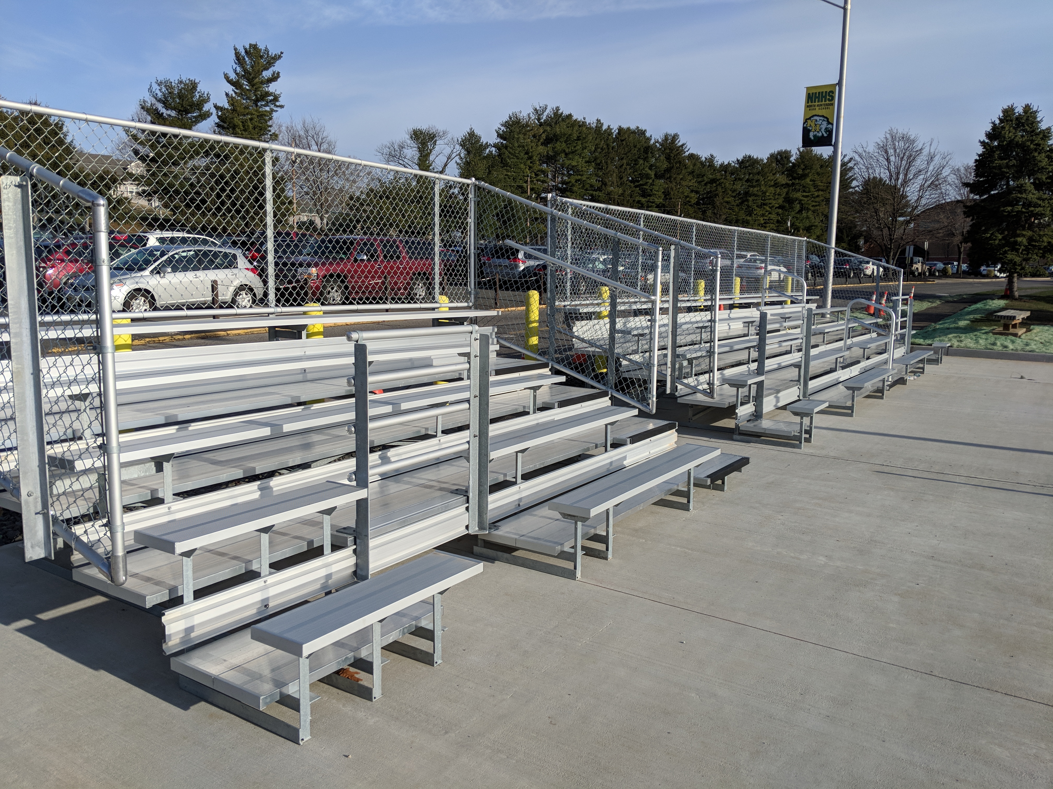 NH tennis court bleachers finished