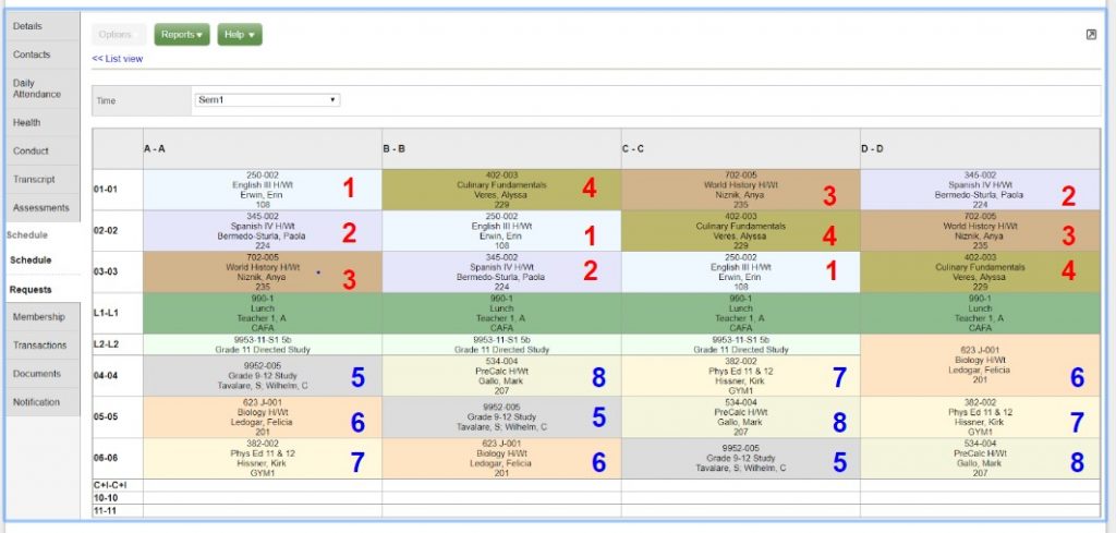 photo of sample schedule