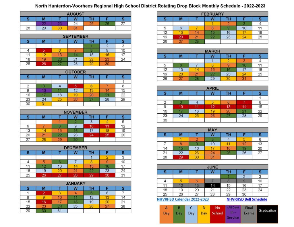 photo of rolling drop block schedule