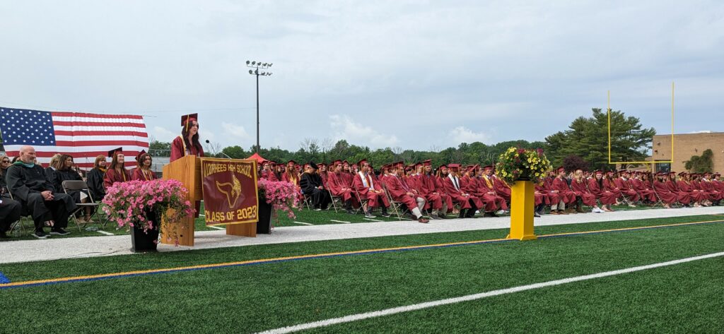 photo of Voorhees graduates across field